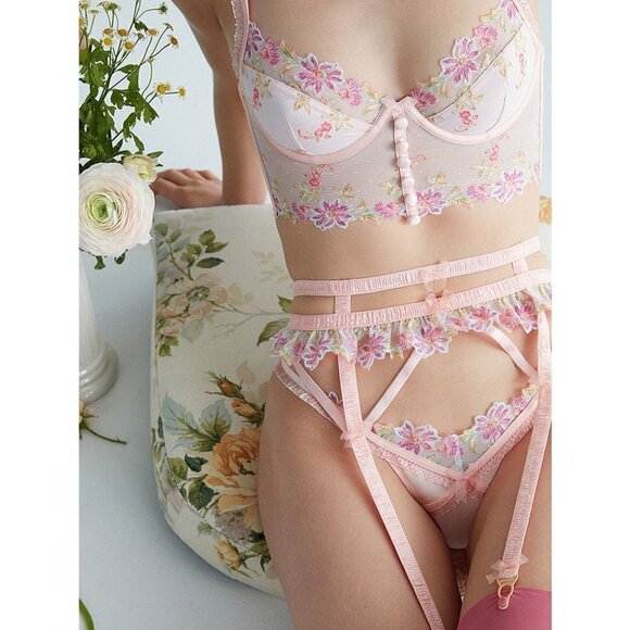 💕FOR LOVE AND LEMONS x VS💕 April Bloom Bustier ~ Pink Floral Large L NWT - Picture 7 of 15